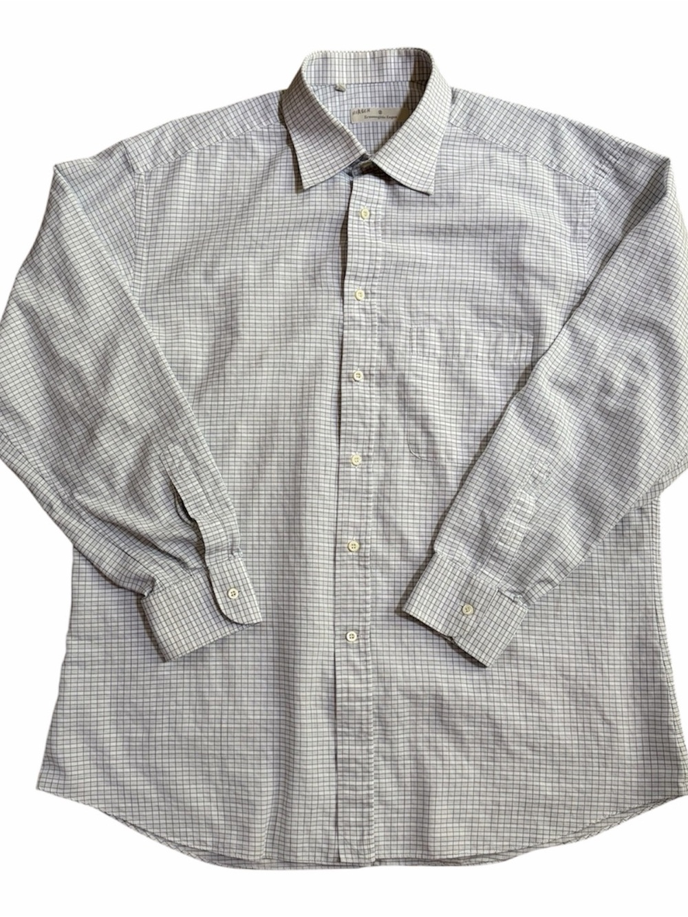 Ermenegildo Zegna Shirt 16.5/42 Checkered Long Sleeve Button Up Mens cotton